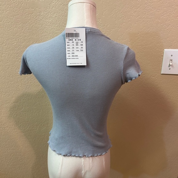 NWT Women's Light Blue Ribbed Top - Picture 3 of 4